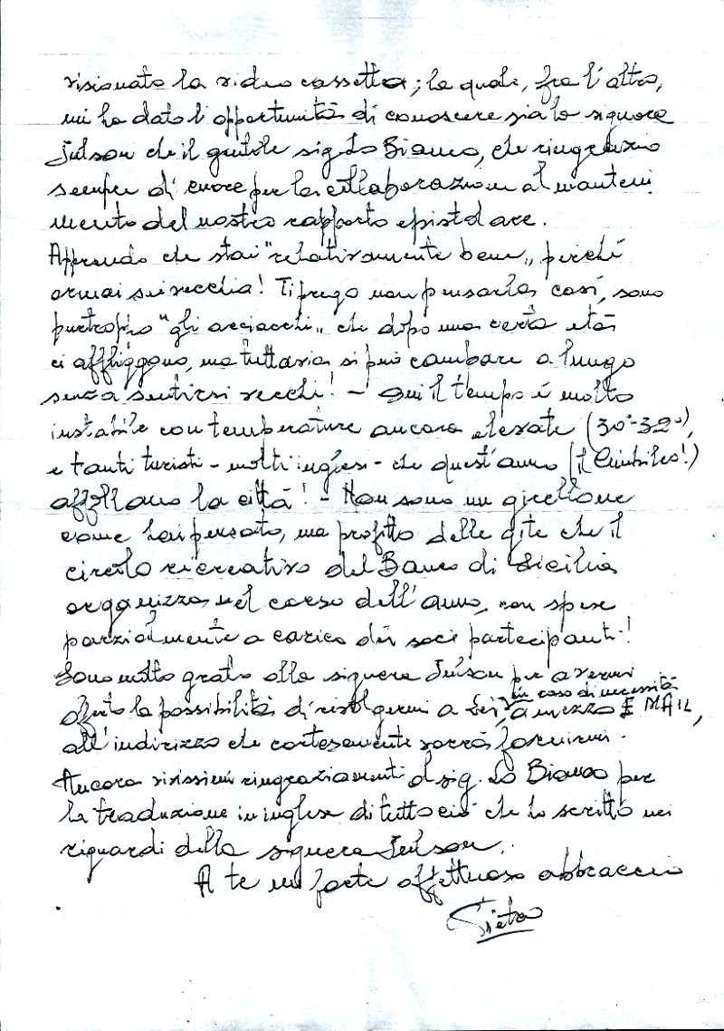 a letter from Mr.Pietro Caminita to Margherita -- SIDE B